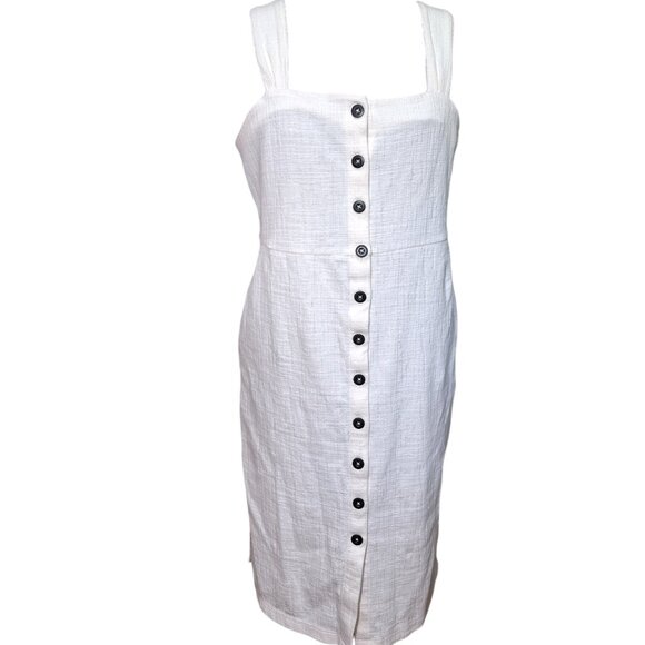 Madewell Texture & Thread Button-Front Tank Dress White Cream Cottage Medium - Picture 4 of 9